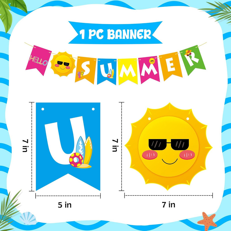 Summer Party Decorations - 61 Pcs Beach Pool Party Decorations Hello Summer Bann gallery