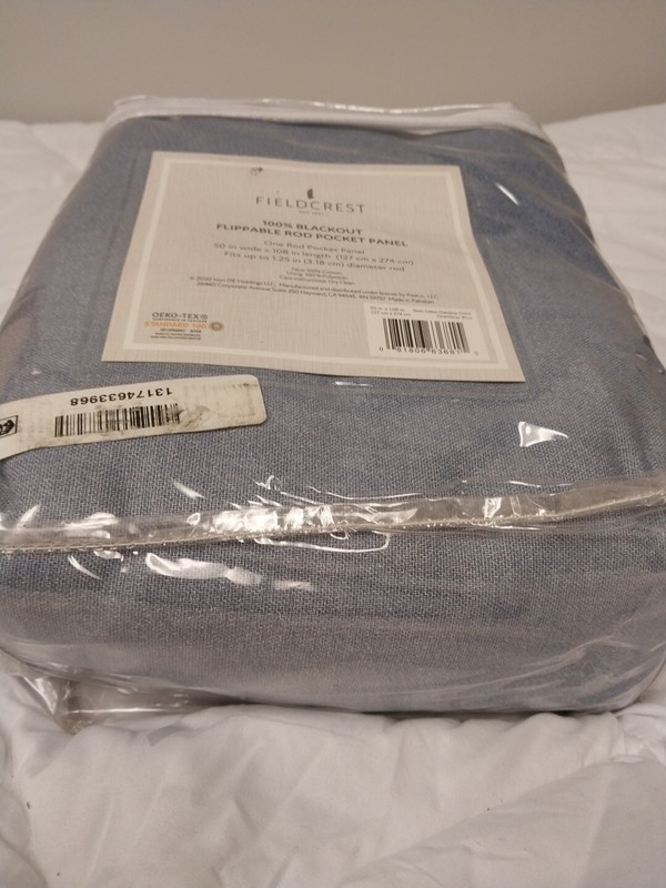 Fieldcrest Devin Cotton Chambray Blue S 100% Blackout Lining Panel 50in x 108in gallery