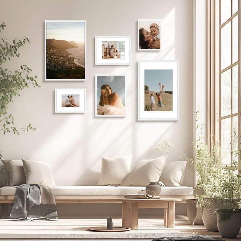 4 Pack 12x16 White Picture Frames 8.5x11 Mat HD Plexiglass Gallery Wall Display gallery