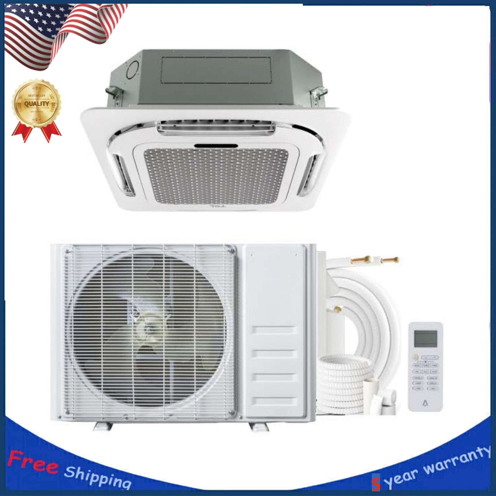 24000 BTU Ductless Ceiling Cassette Mini Split Air Conditioner Cooling & Heating gallery