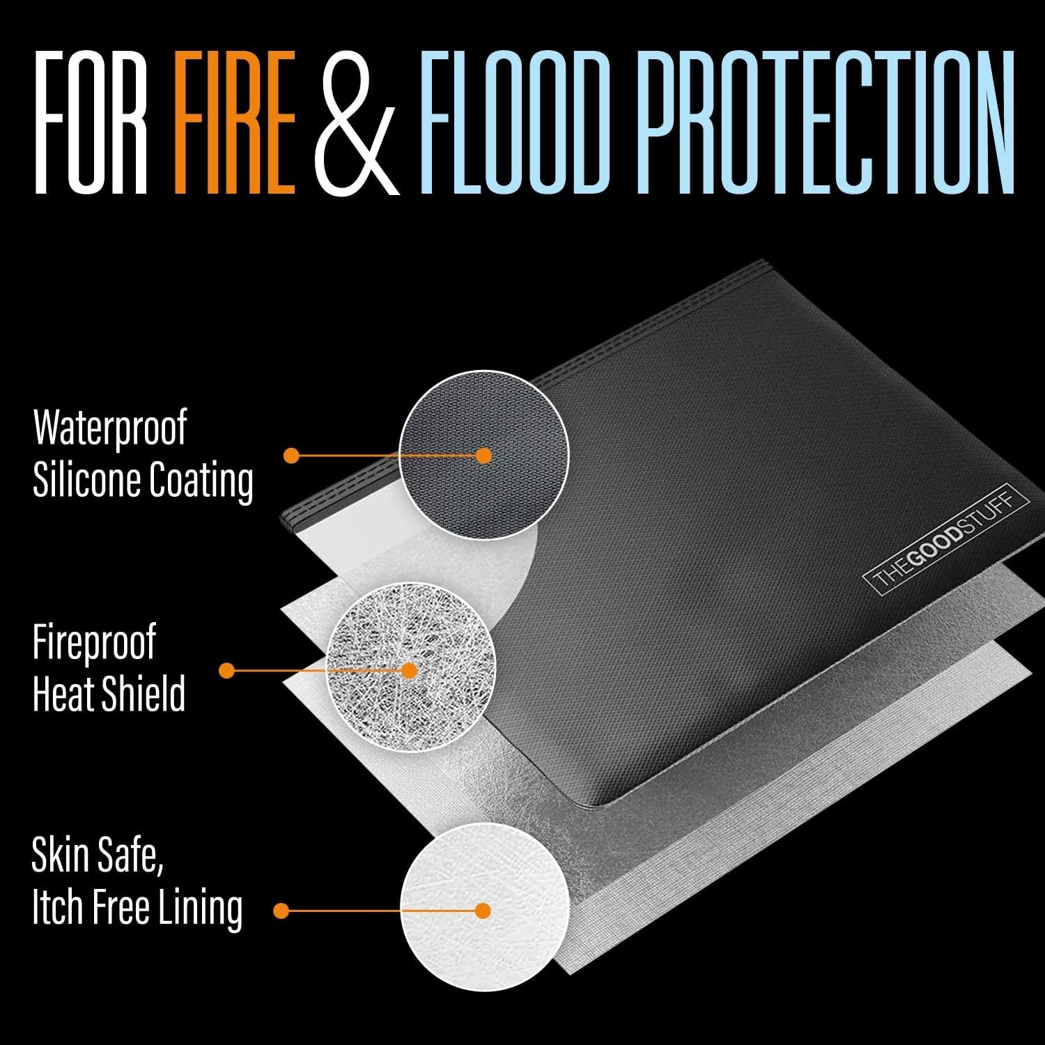 Fire Resistant Document Bag Water Resistant Zipper Cash Passports Papers 10"X13" gallery