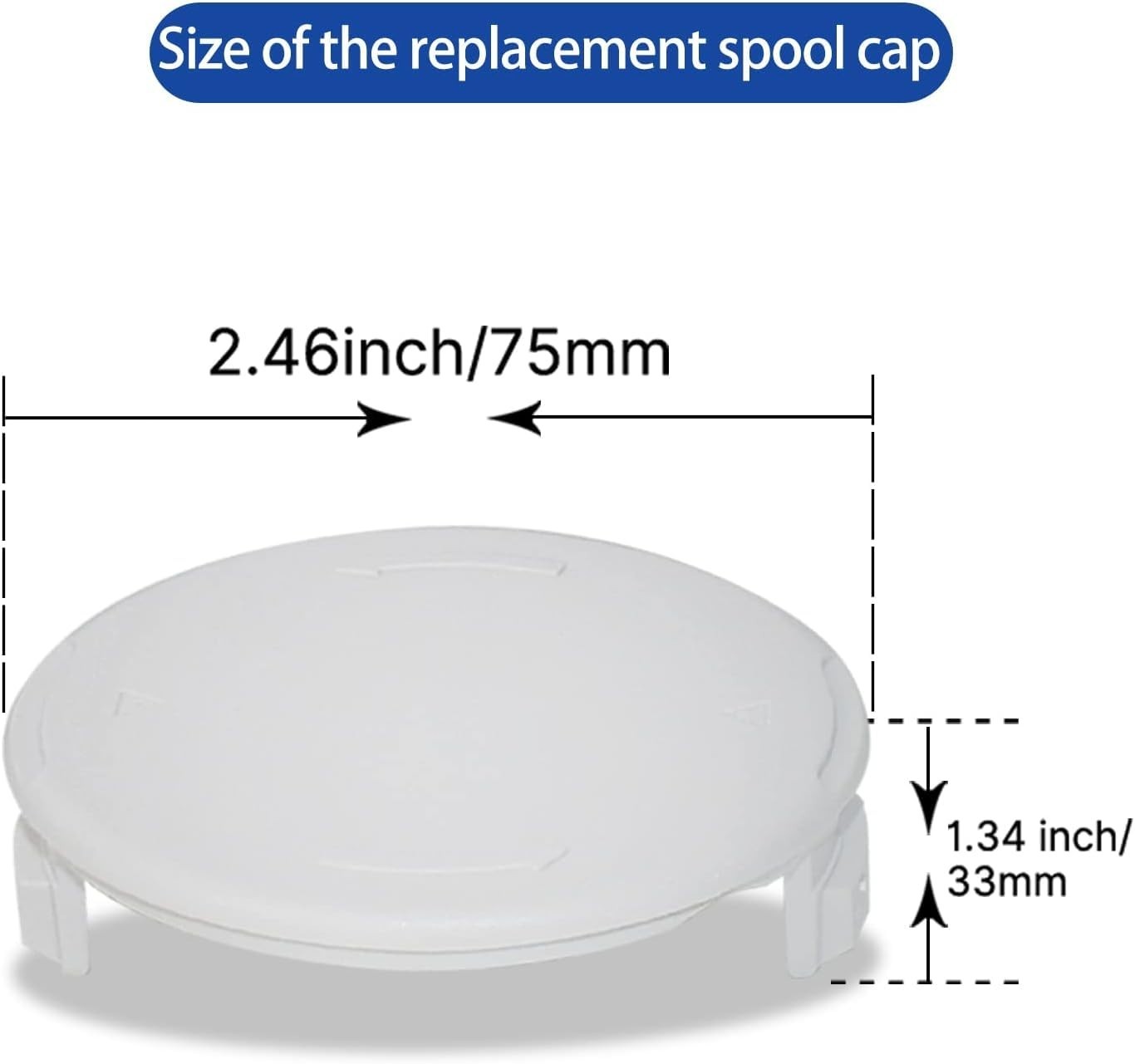 Replacement Spool Cap for Trimmer, 3 Pcs, White gallery