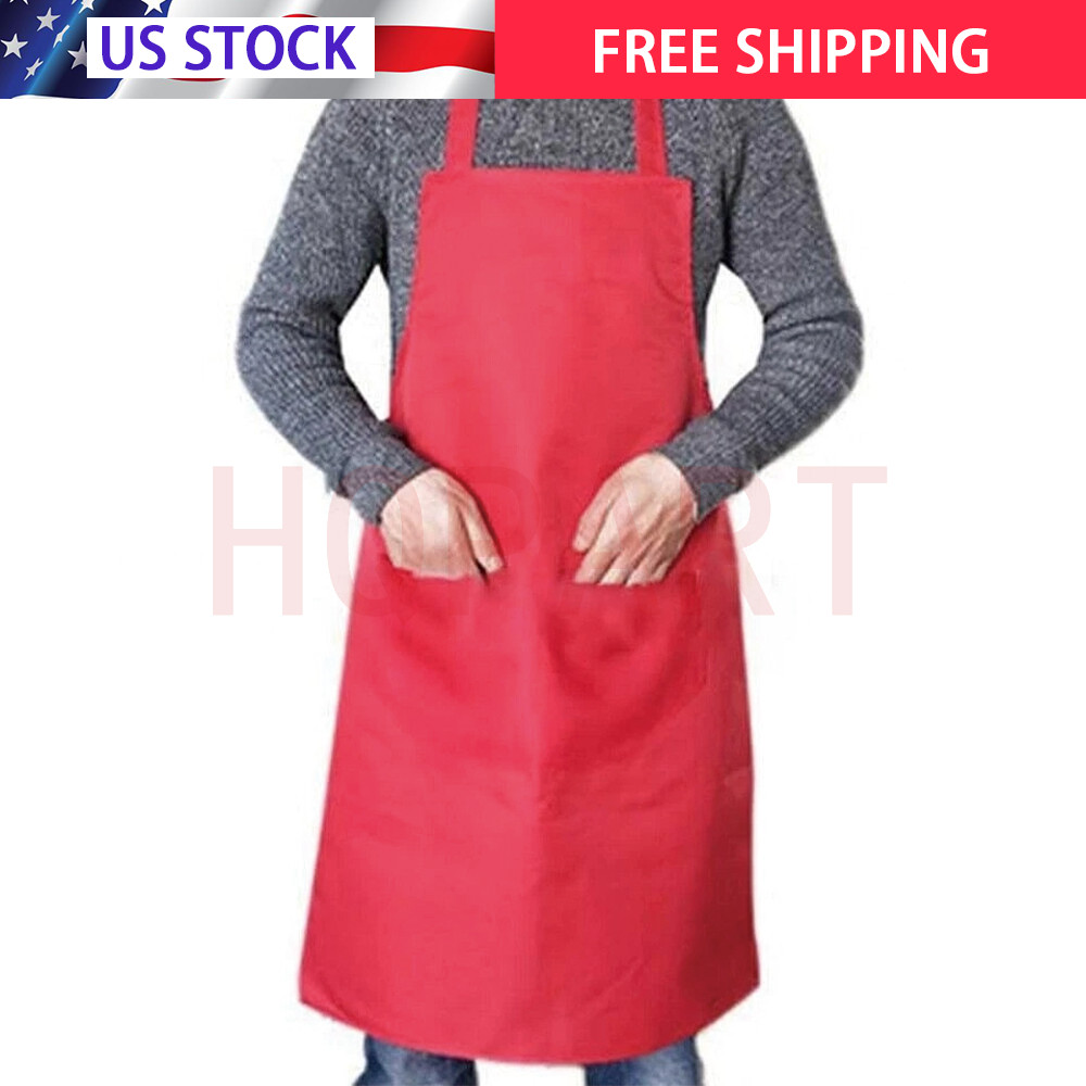 2 Pockets Kitchen Chef Bib Apron Cooking Waterproof Butcher Catering Restaurant gallery