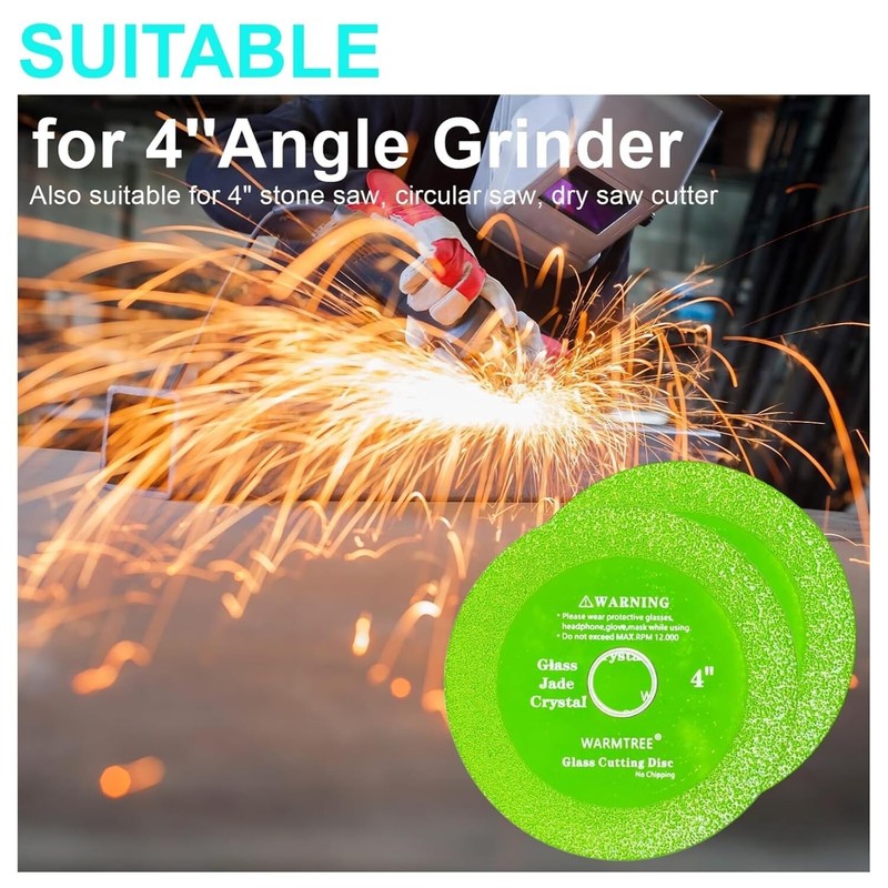 For Angle Grinder, 4" Ceramic Tile Cutter Blade, Ultra- 5 Pcs Glass Cutting Disc gallery