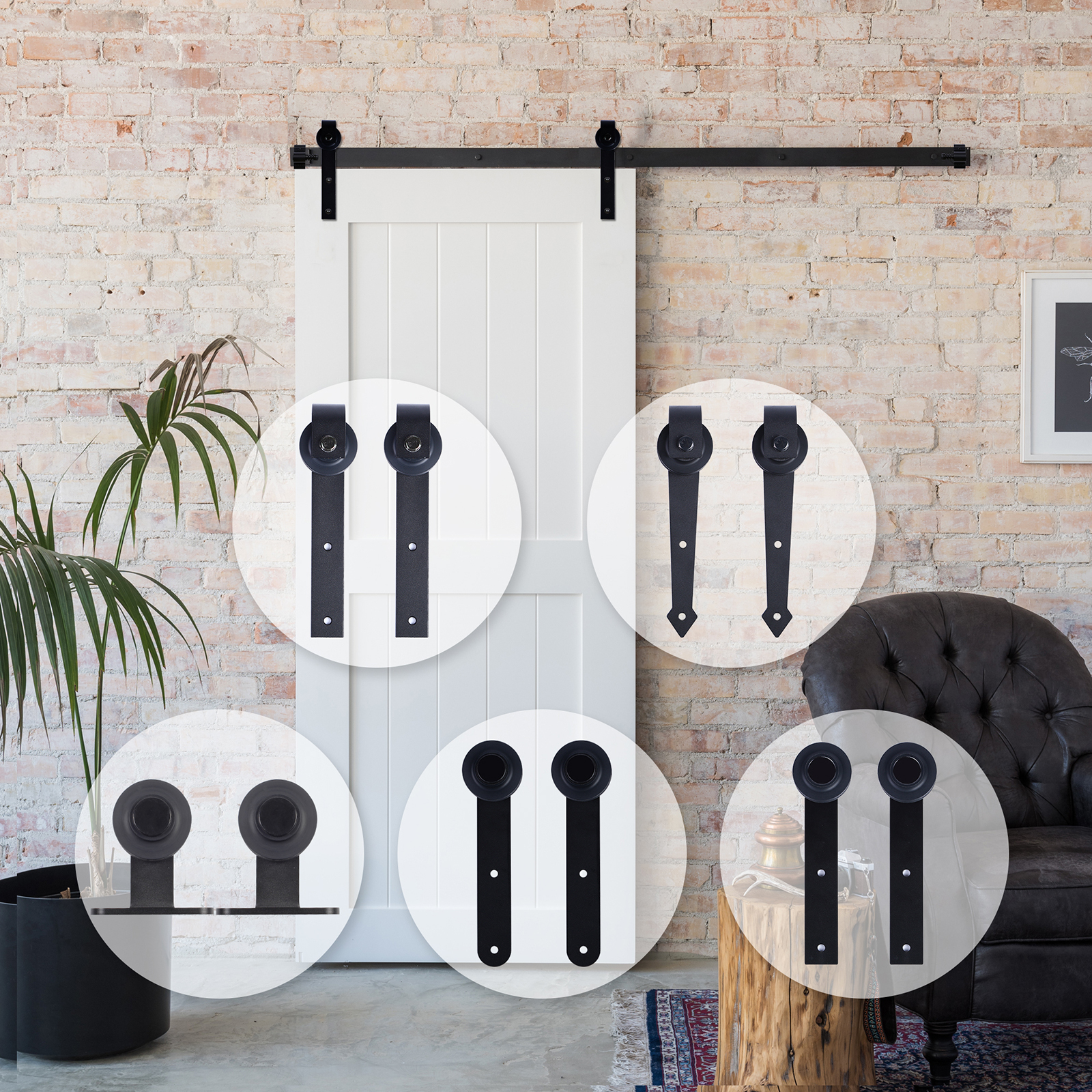 4FT-16FT Antique Single Double Wood Interior Doors Sliding Barn Door Hardware US gallery