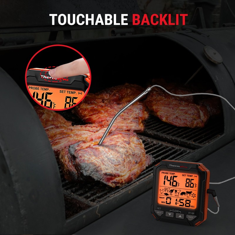 ThermoPro TP716 Digital Thermometer Oven Safe Backlit Display Precise CookingBBQ gallery