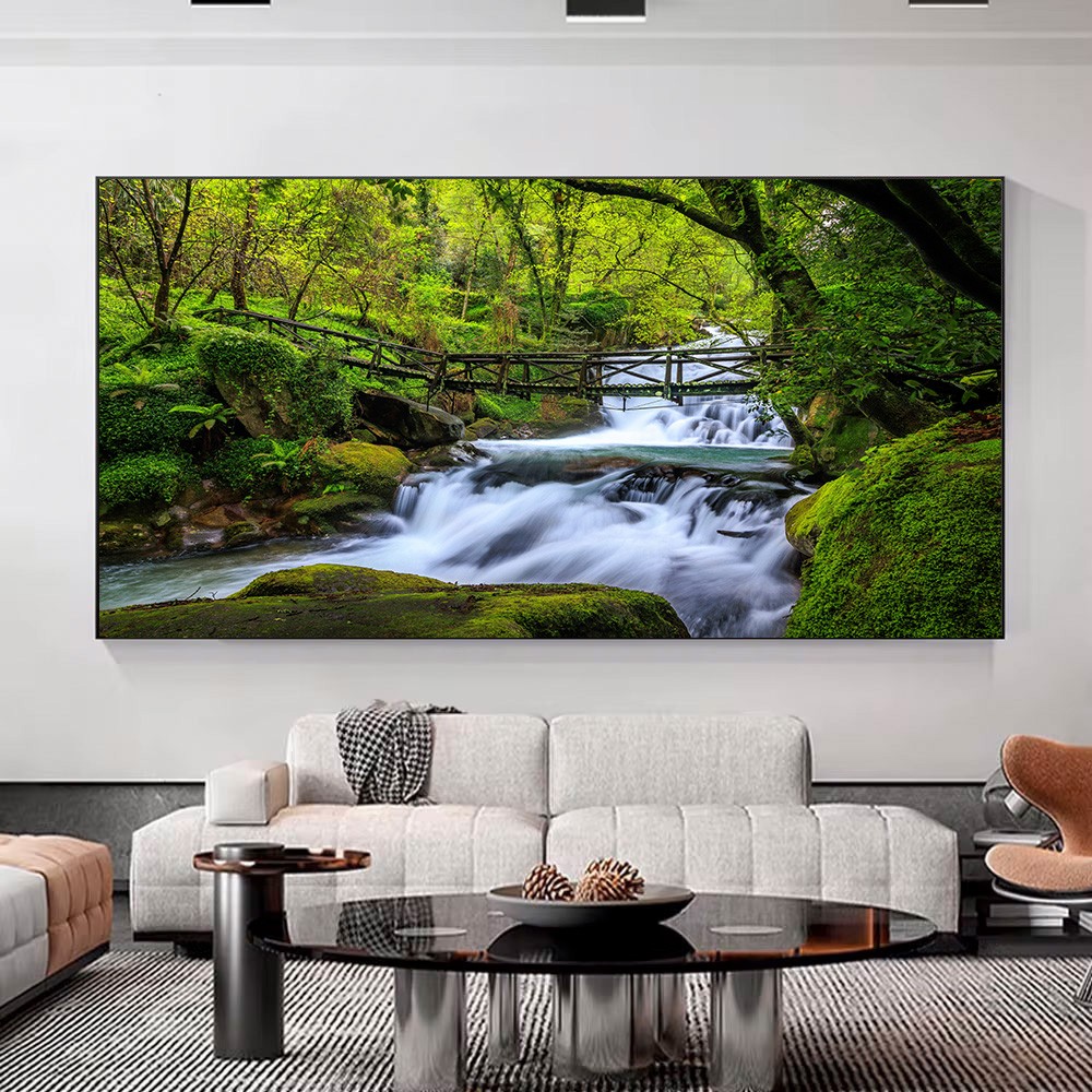Canvas Painting Waterfall View Landscape Wall Art Nature Lake Posters Prints Art gallery