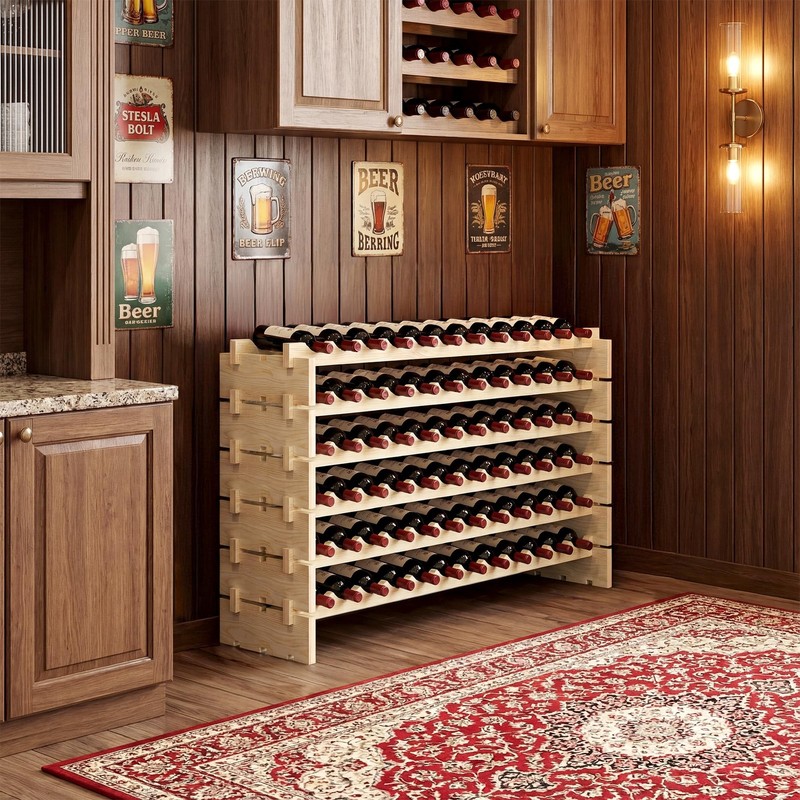 ZENY 72 Bottles Stackable Modular Wine Rack, Freestanding 72 Bottles, Wooden gallery