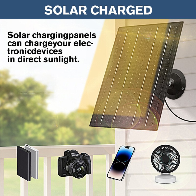 20W 5V USB C Solar Panel For Security Camera 360°Adjustable Mounting Waterproof gallery