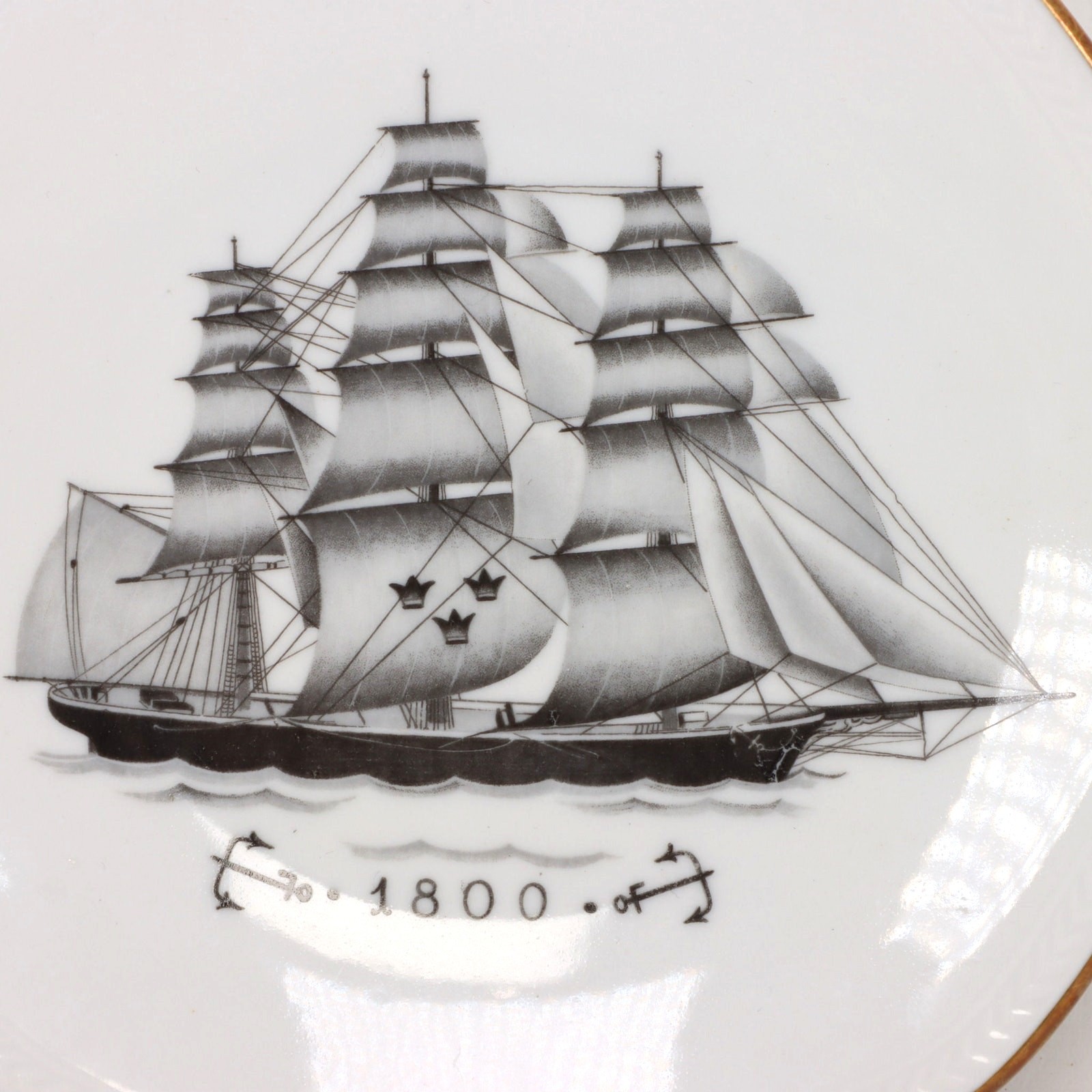 FL & Co Rorstrand Sverige Nautical Ship 8" Plate Kingholmsservisen Sweden 1970's gallery