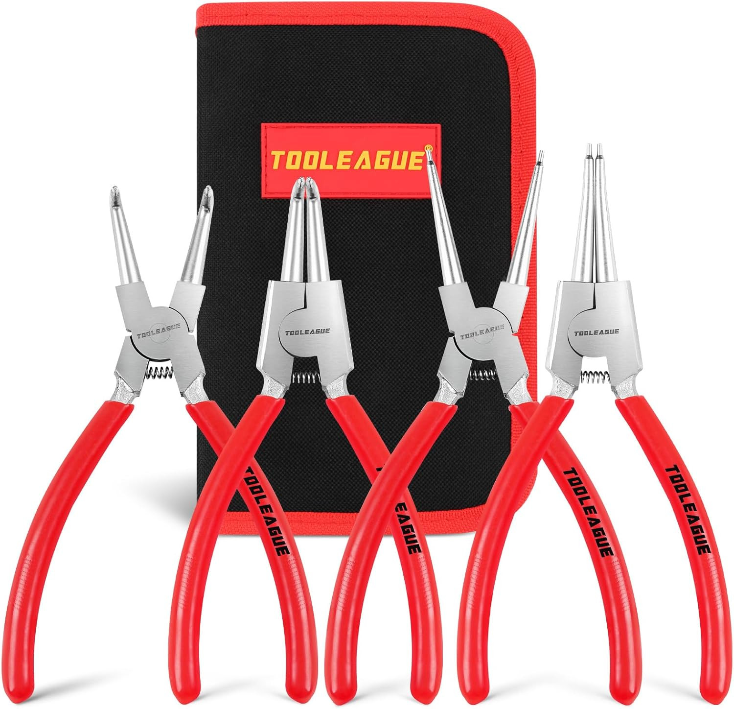 TOOLEAGUE 4 Pcs Snap Ring Pliers Set, Circlip Pliers, 7 inches Internal/External gallery