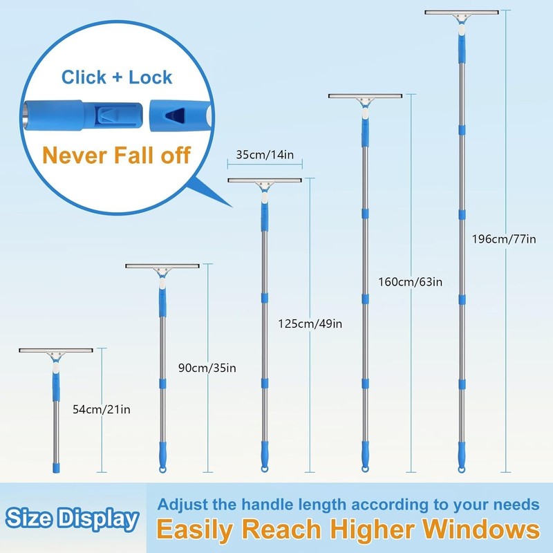 77in Window Squeegee Cleaner Tool w/ Extension Pole Glass Cleaner. gallery