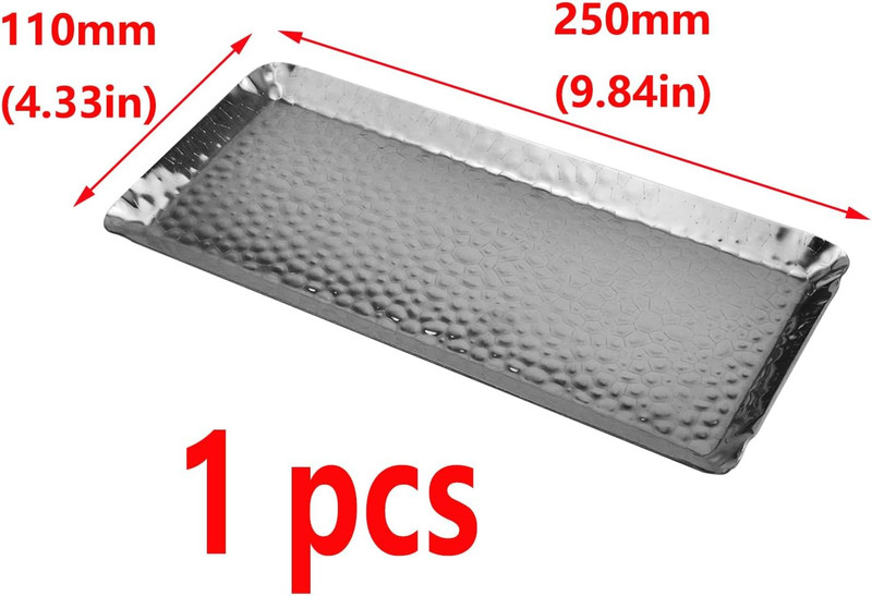 Hammered Rectangular Tray,Stainless Steel Decorative Tray,Silver Serving Trays,S gallery