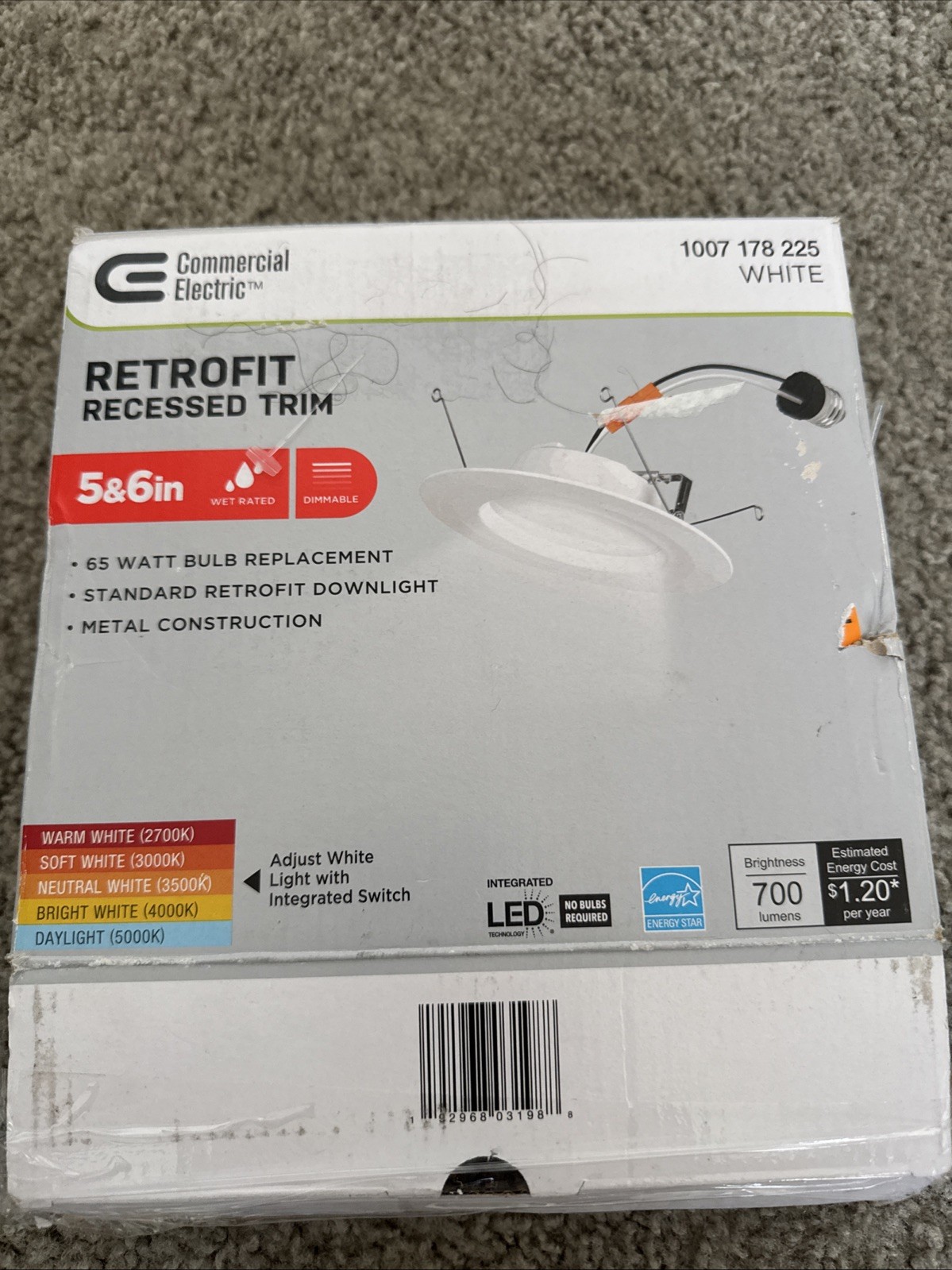 Commercial Electric T65 5/6-in Integrated LED Recessed Retrofit Trim, White gallery