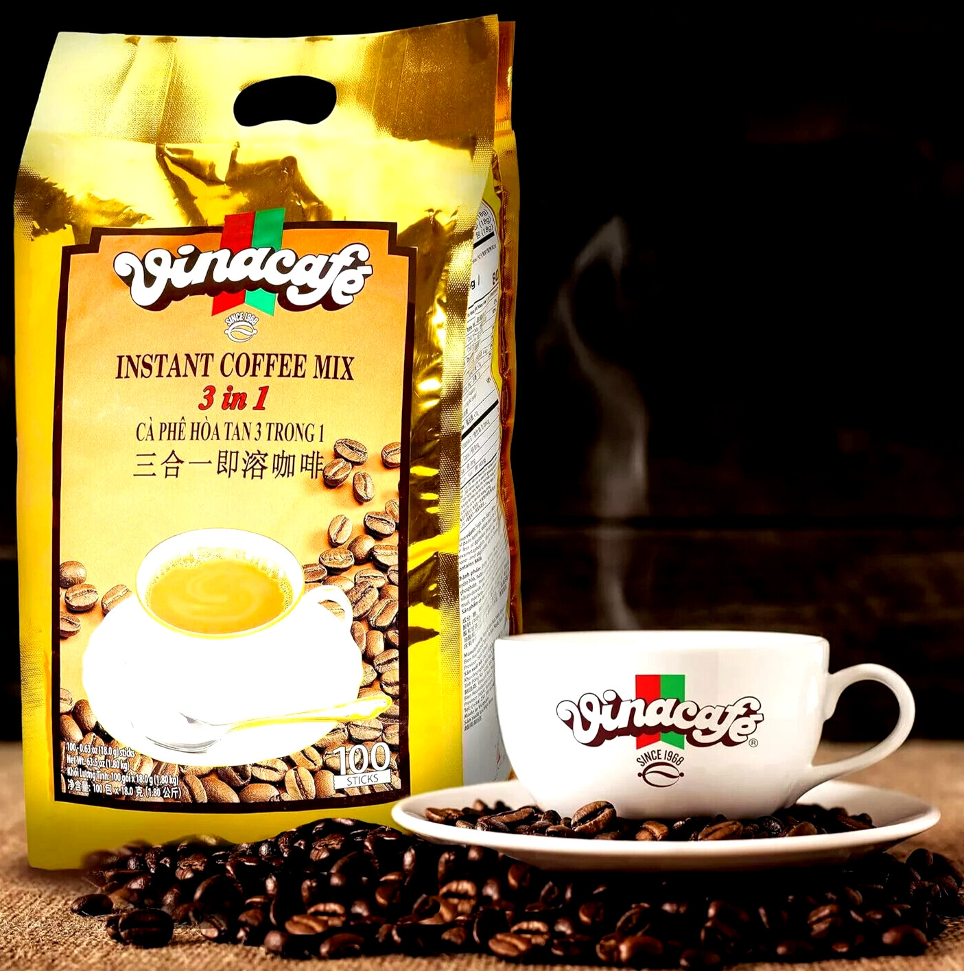 Vinacafe 3-In-1 Instant Coffee Mix 100 Sticks x 18g~ US SELLER~Exp 9/2025 gallery