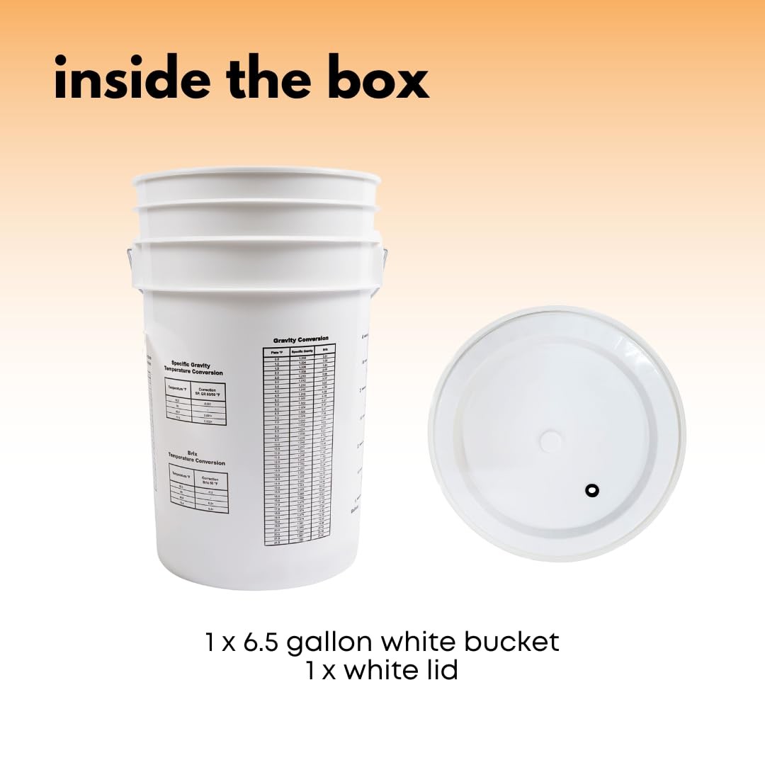 Fastrack 6.5 Gallon Fermenting Bucket with Lid | White | 100 Food Grade-BPA gallery