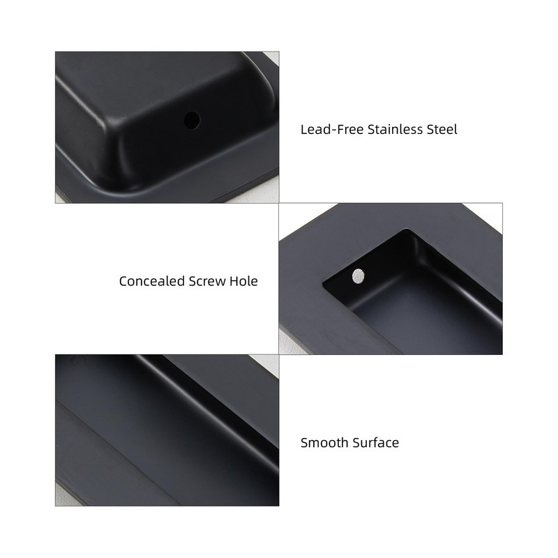 Recessed Door Handles Finger Flush Pulls, 4 Inch Black Pocket Door Pull Hardw... gallery