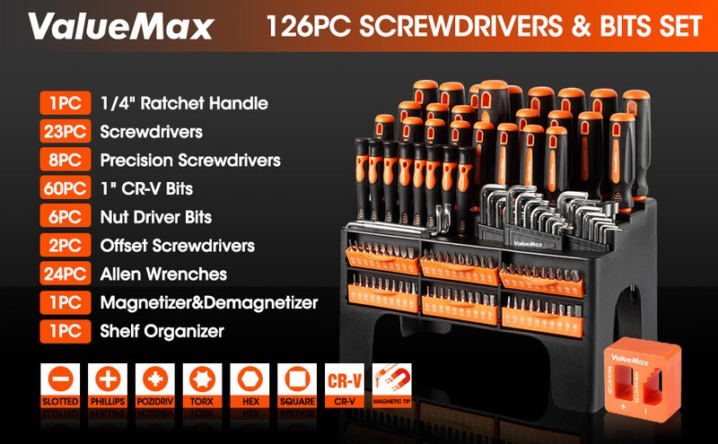 126PC Magnetic Screwdriver Set w/Plastic Racking Organize ‎Chrome Vanadium Steel gallery