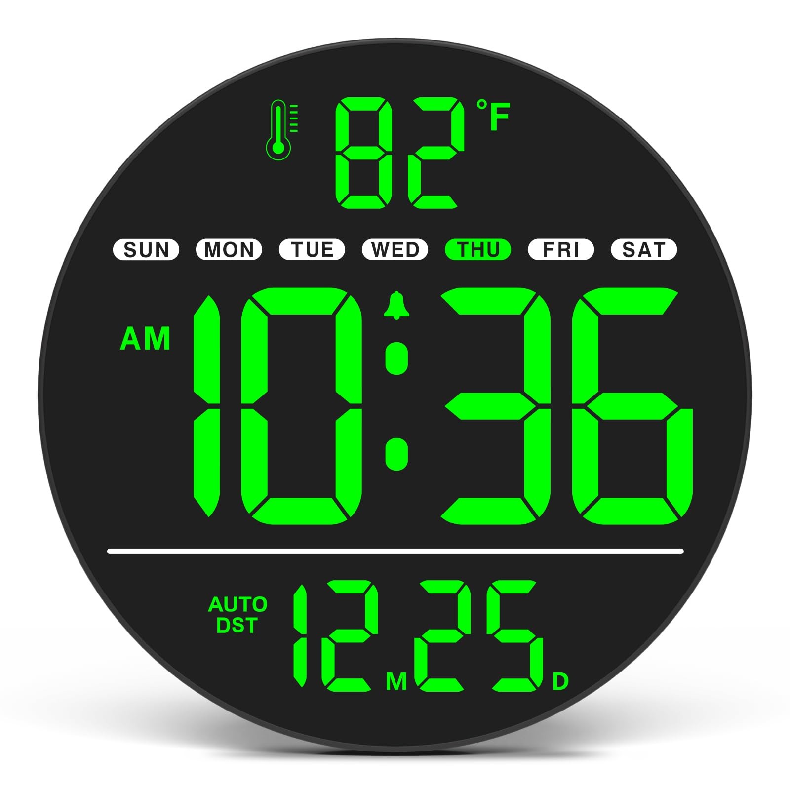 Large Digital Wall Clock LED Display Electric Temperature Auto DST Date Day gallery