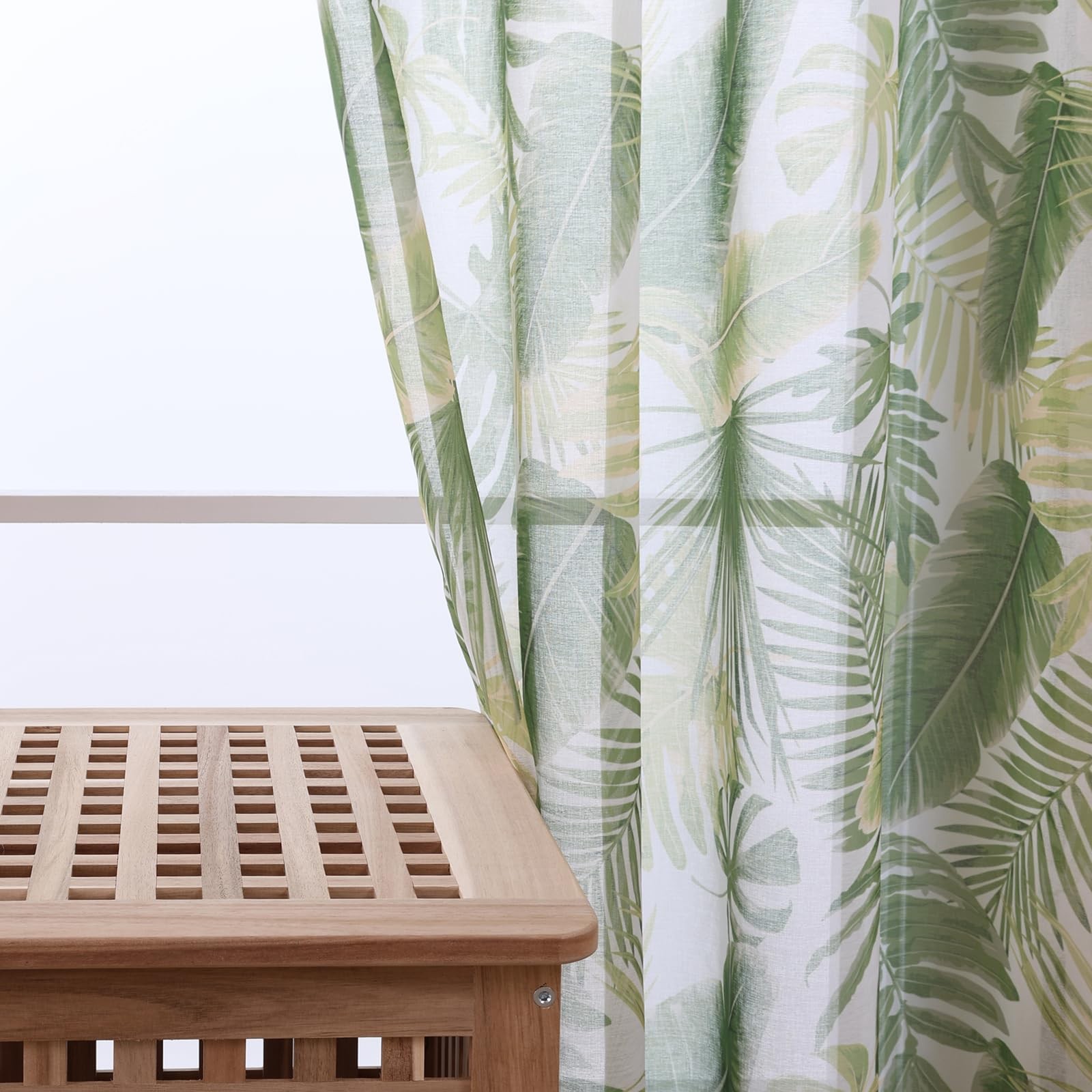 Green Sheer Patterned Curtains 72 Inch Length for Living Room 2 Panels Set Mo... gallery