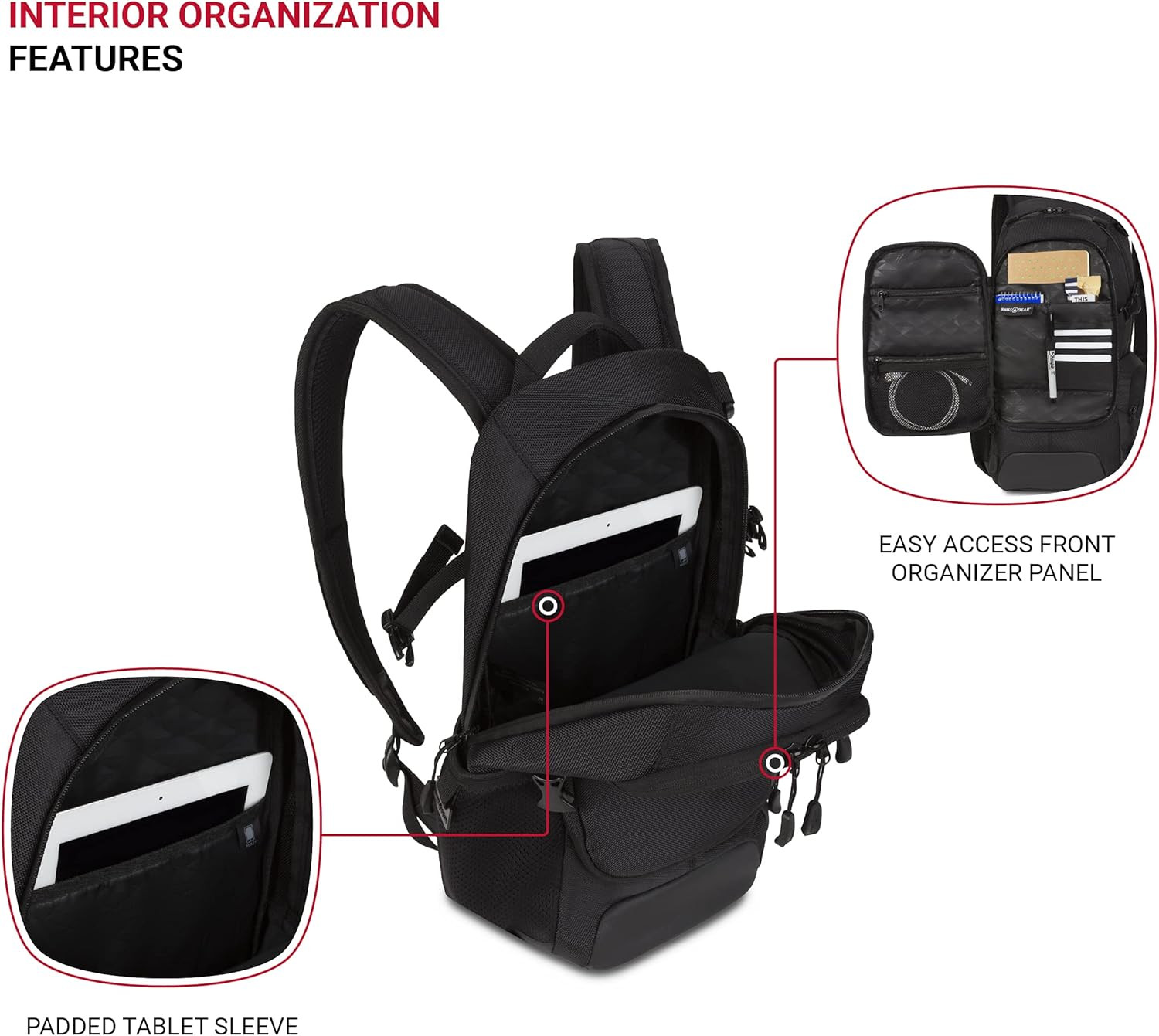 3598 Backpack Narrow Daypack, Black Ballistic, 18-Inch 4
