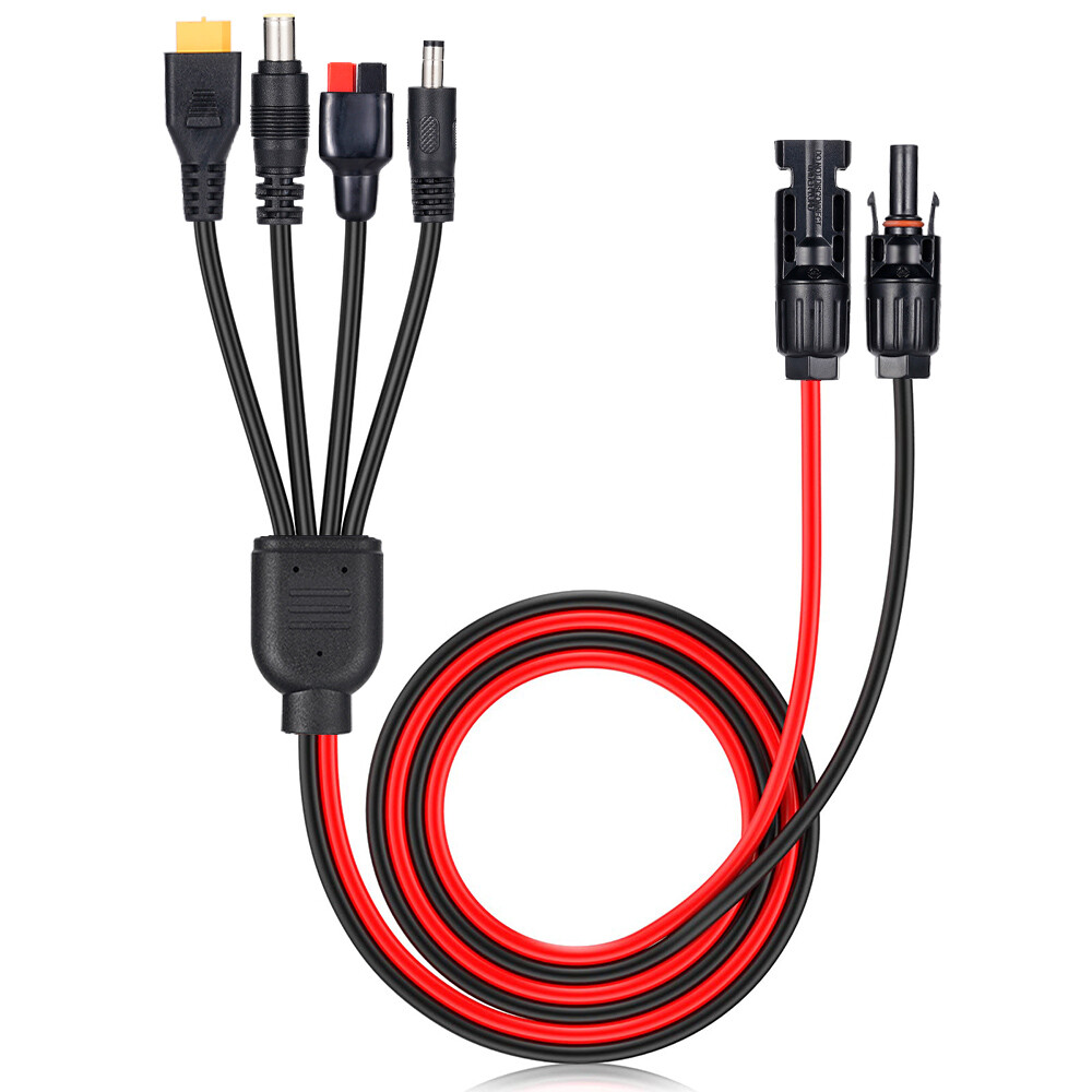Solar Panel Extension Cable 4 In 1 DC5521 7909 XT60 Female Connector PV Wire 3ft gallery