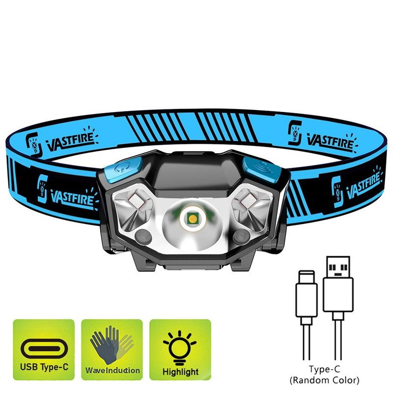 Mini Strong LED Headlamp Work Light Wave Sensor Red Light USB Rechargeable Lamp gallery