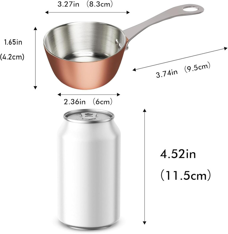 Macevia Mini Sauce Pan,Copper Stainless Steel Butter Warmer Small Pot with Handl gallery
