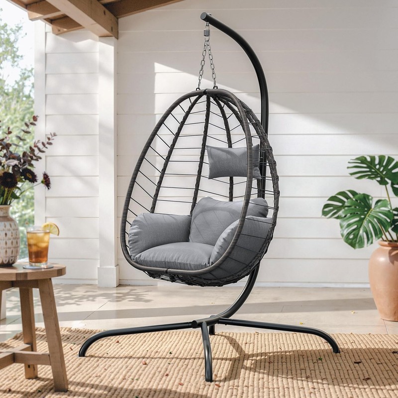 Foldable Wicker Hammock Chair, 485LBS Capacity, UV-Resistant gallery