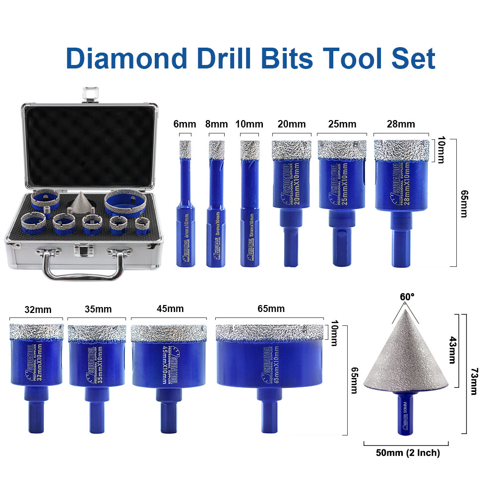 Diamond Hole Saw Kit Core Drilling Bit Set for Porcelain Tile Marble 11pcs/box gallery