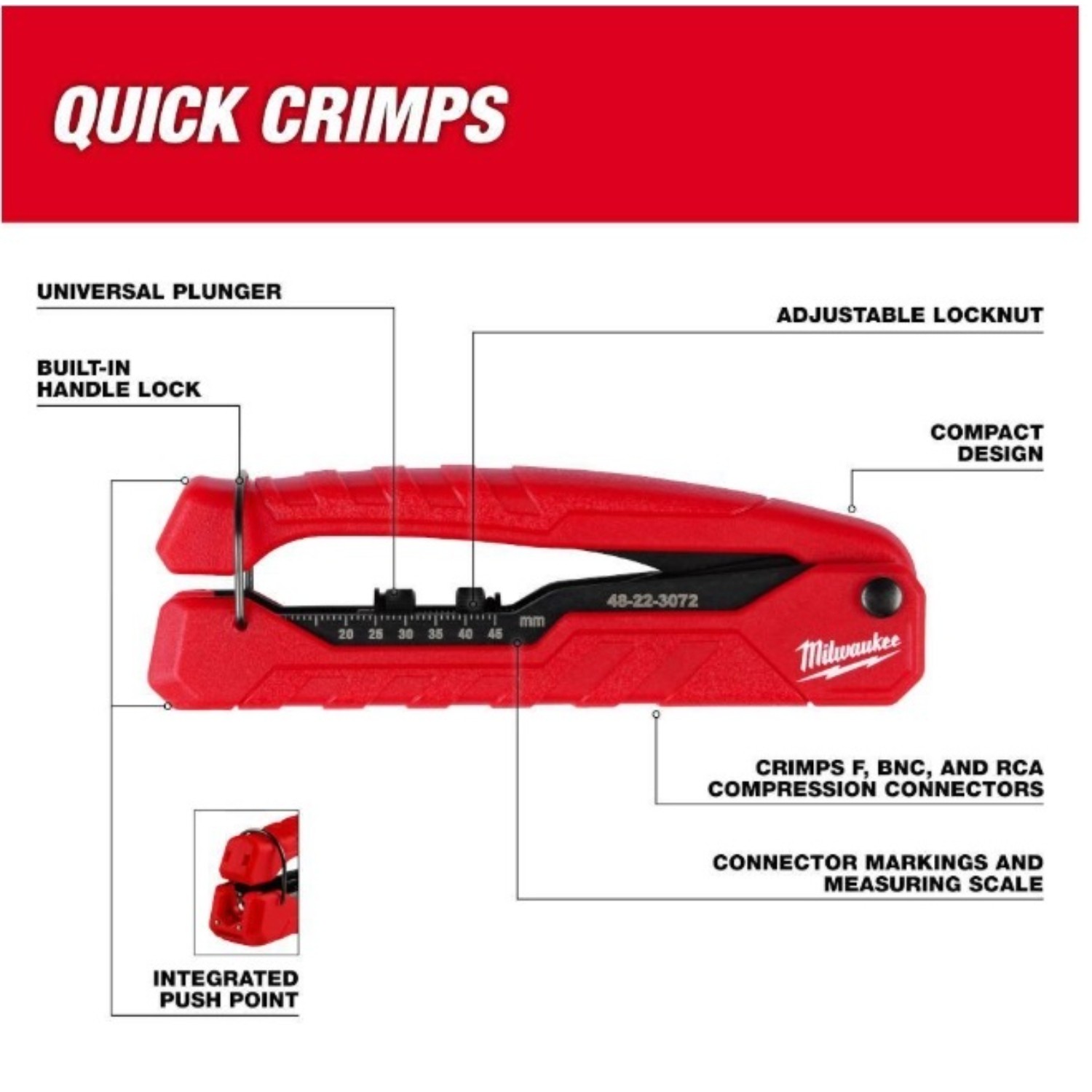 Milwaukee 48-22-3072 Coax Compression Crimper gallery