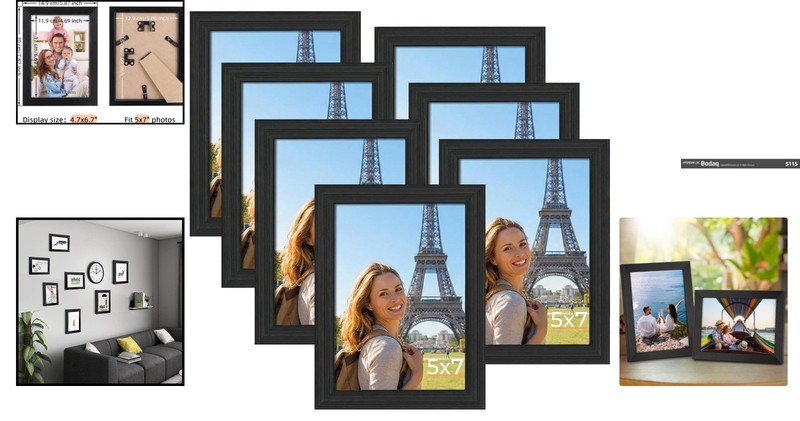 Versatile 5x7 Black Frame Set—7 Stylish Frames for Portrait or Landscape Use gallery