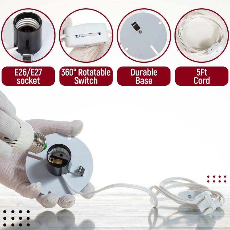 Blow Mold Light Kit Replacement with Switch, E26/E27 Cord with Two Fuse for H gallery
