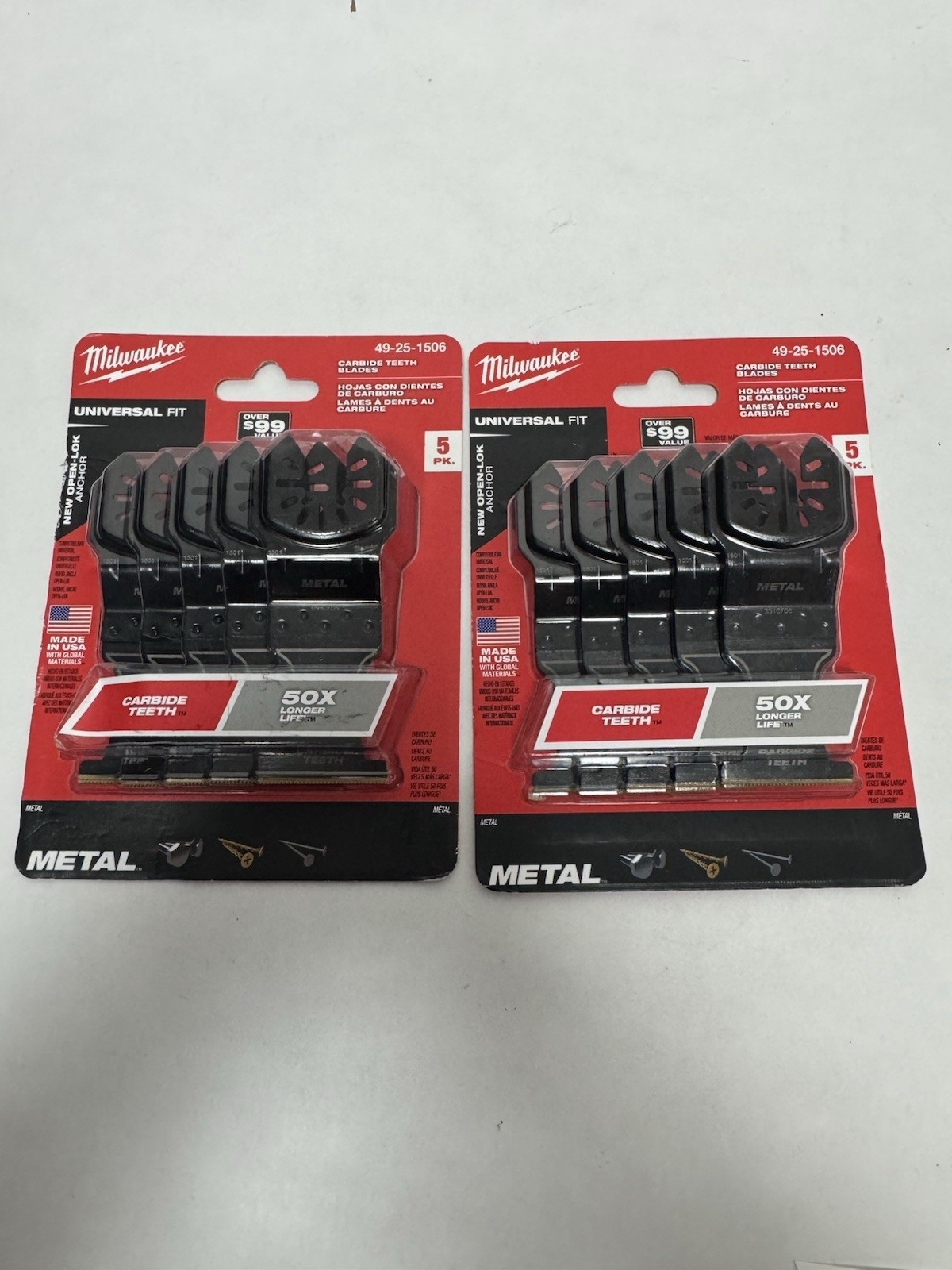 Milwaukee 49-25-1506 Oscillating Multi-Tool Metal Blade Kit - 5-Pack lot OF 2 gallery