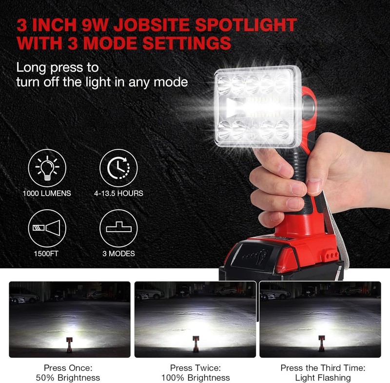 Cordless LED Work Light for Milwaukee M18 Li-ion Batteries 18V 1000LM Flashlight gallery