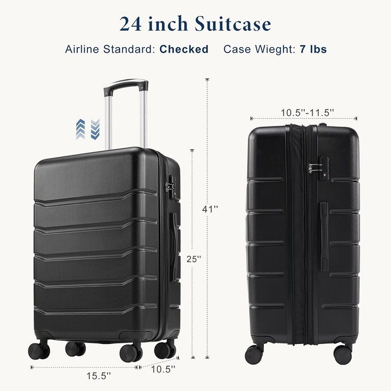 HOMEFLA Lightweight Hard Shell ABS Suitcase With Double Spinner Wheels TSA Lock gallery