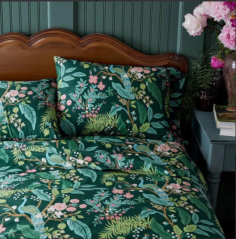 The Company Store Peacock Smooth Sateen Bed Sheet Set Evergreen gallery