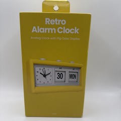 Retro Analog Alarm Clock Flip Date Day Display Mechanical AA Battery Beige