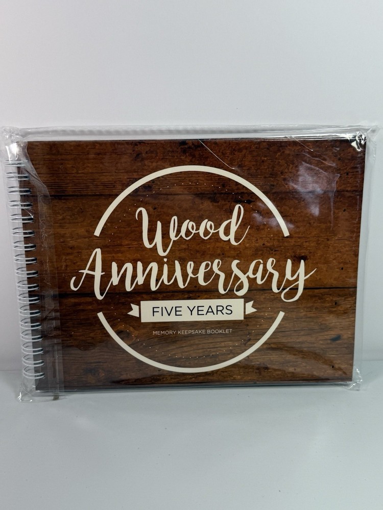 Unique 5th Wedding Anniversary Memory Keepsake Book Wood Unconditional Rosie New