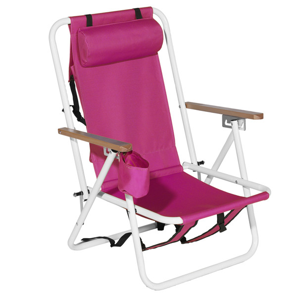 Portable Fuchsia Foldable Beach Lounge Chair 4 Adjustable Recline For Beach gallery