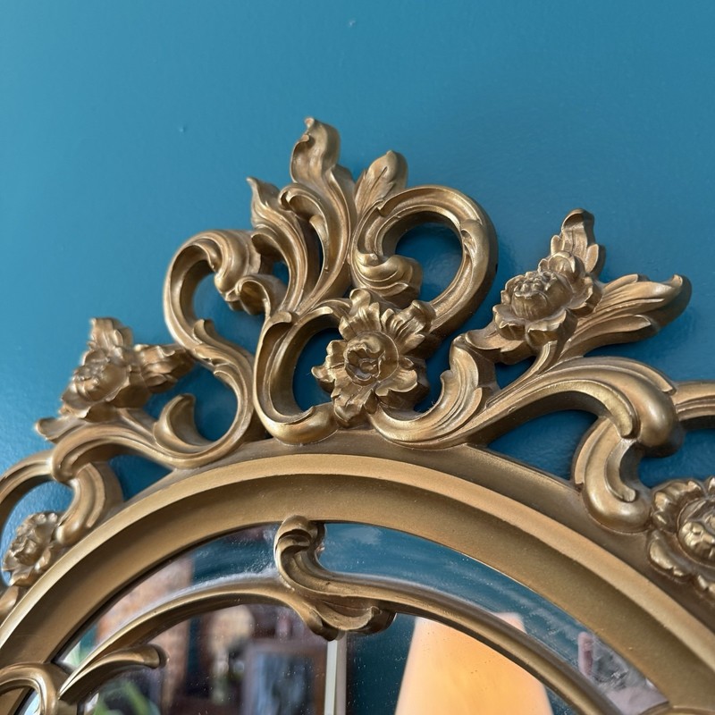 Gold Scrollwork Wall Mirror Rococo Baroque Vintage Syroco 60s Hollywood Regency gallery