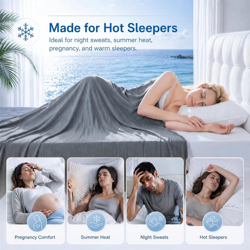 Lightweight Cooling Blanket Breathable Soft Cold Ice Throw For Hot Sleepers Bed gallery
