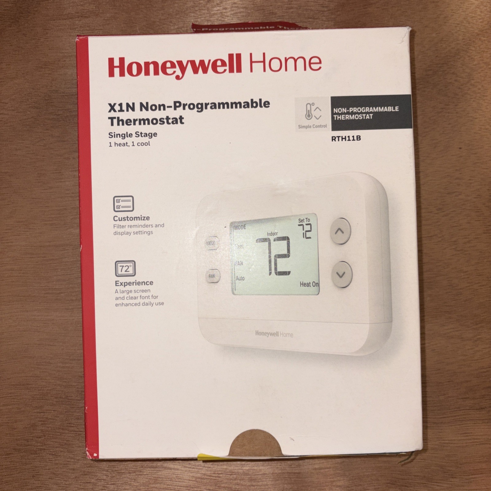 Honeywell Home X1N Non-Programmable Thermostat, Single-Stage, 1-Heat/1-Cool gallery