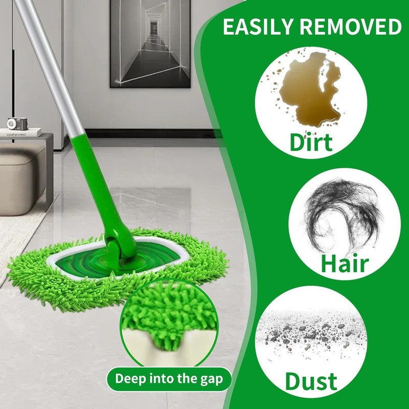 Super Absorbent Microfiber Mop Pads - Compatible with Swiffer, 4 Green Pads gallery