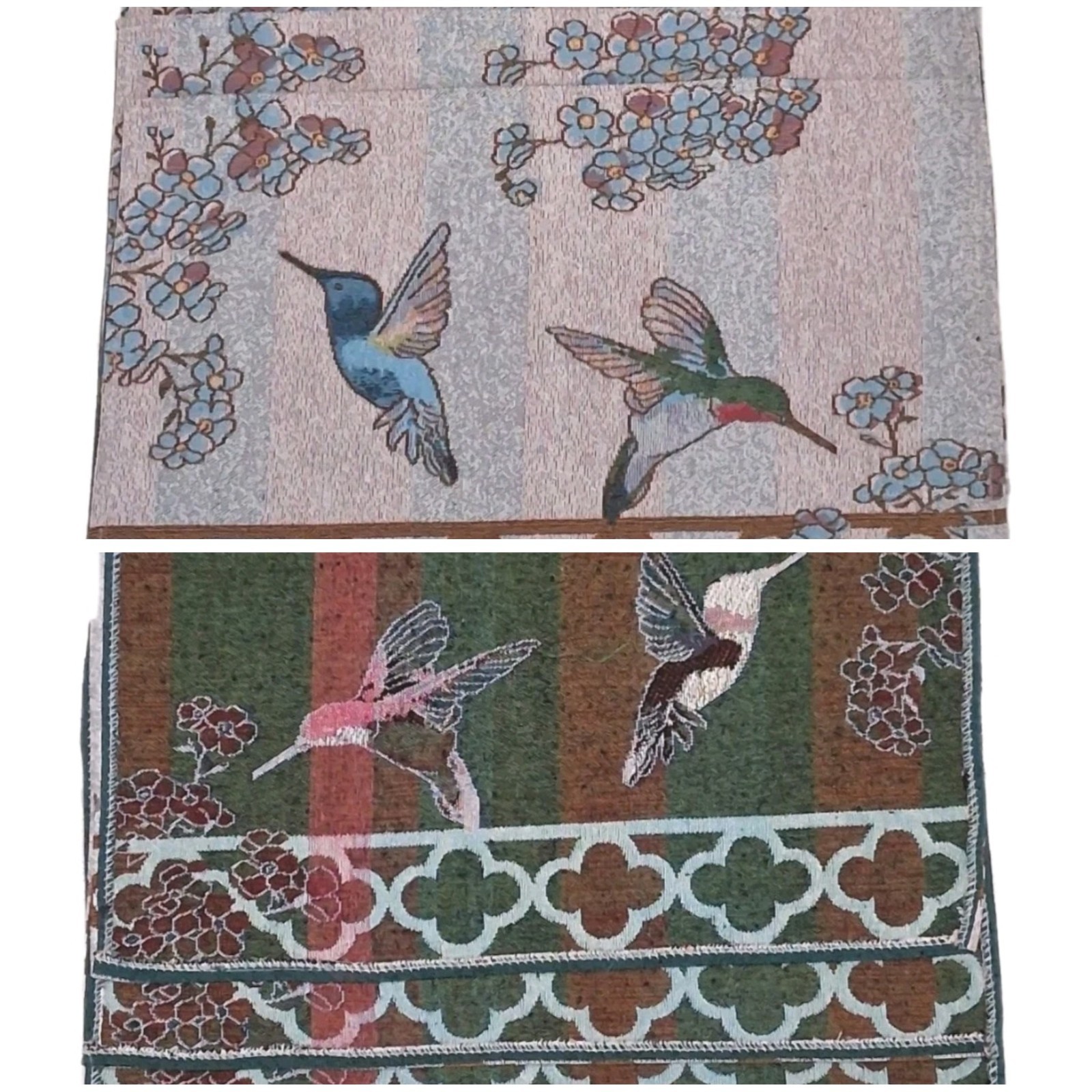(4) Tapestry Placemats Hummingbird Floral Geometric Table Decor Mats 19" x 12" gallery