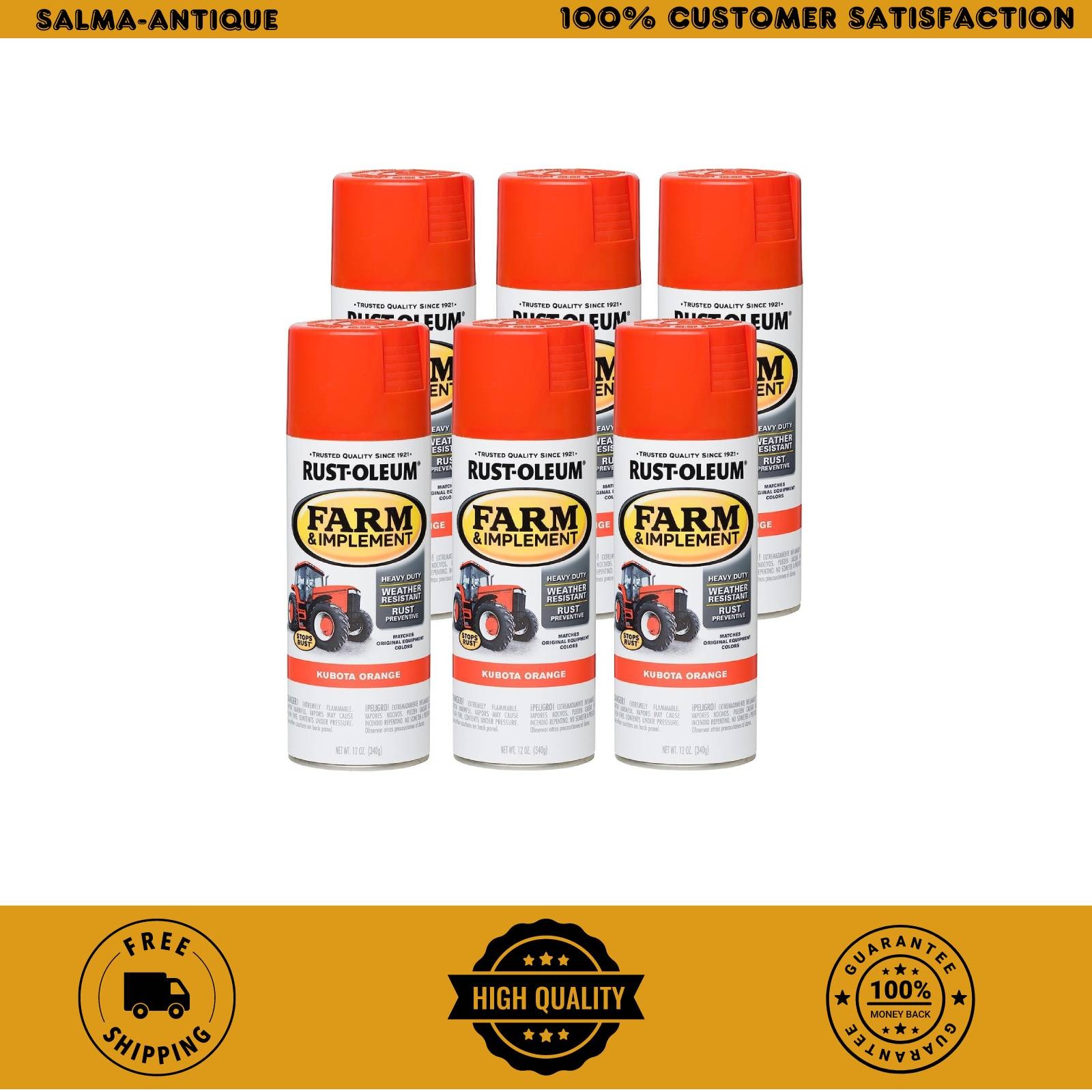 280142-6PK Farm & Implement Spray Paint, 12 oz, Kubota Orange, (Pack of 6) gallery