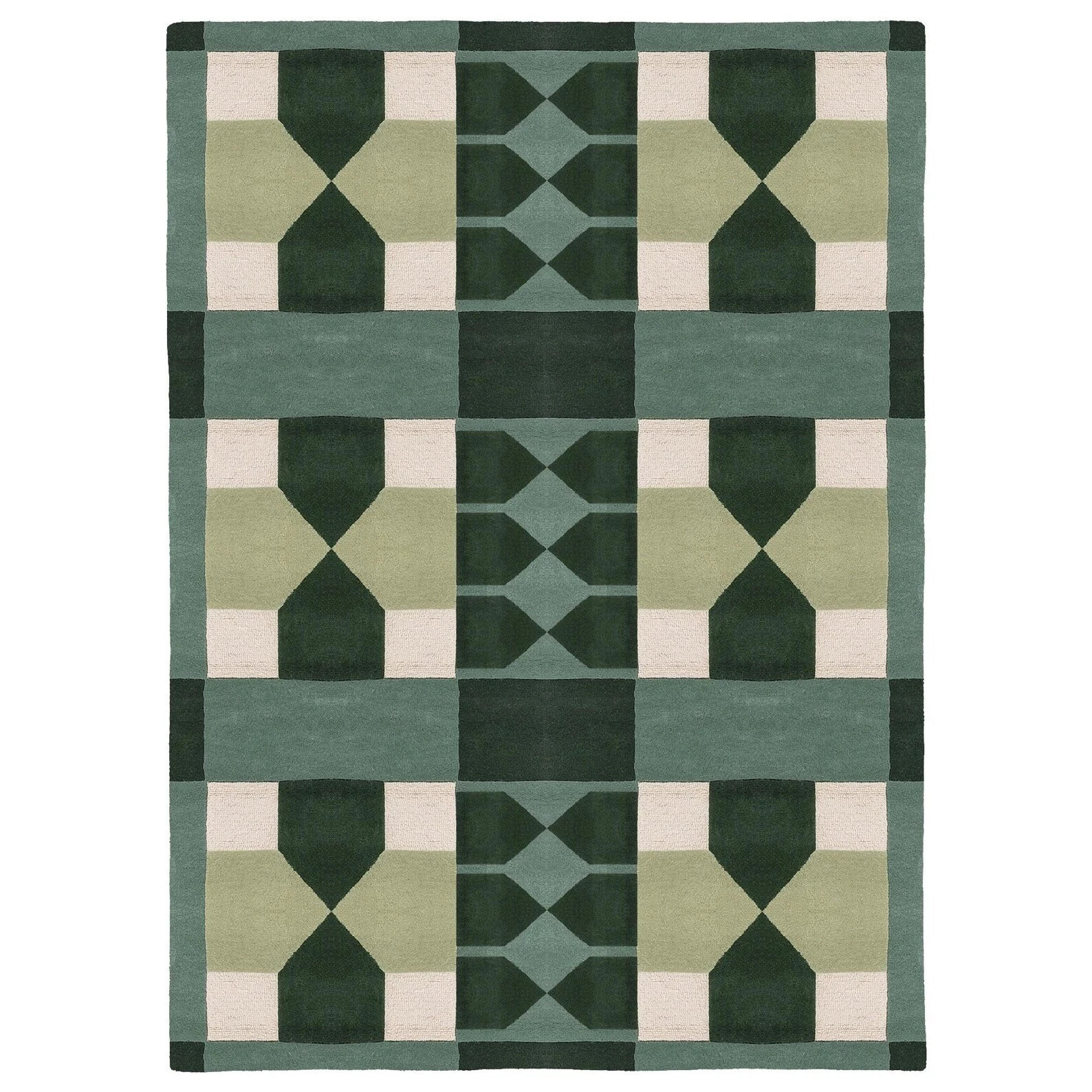 Green Wool Area Rug: Handmade Tufted Contemporary Carpet gallery
