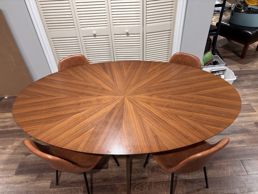 Beautiful Dining Table Set For 4 - Walnut Base (Table + 4 Chairs)