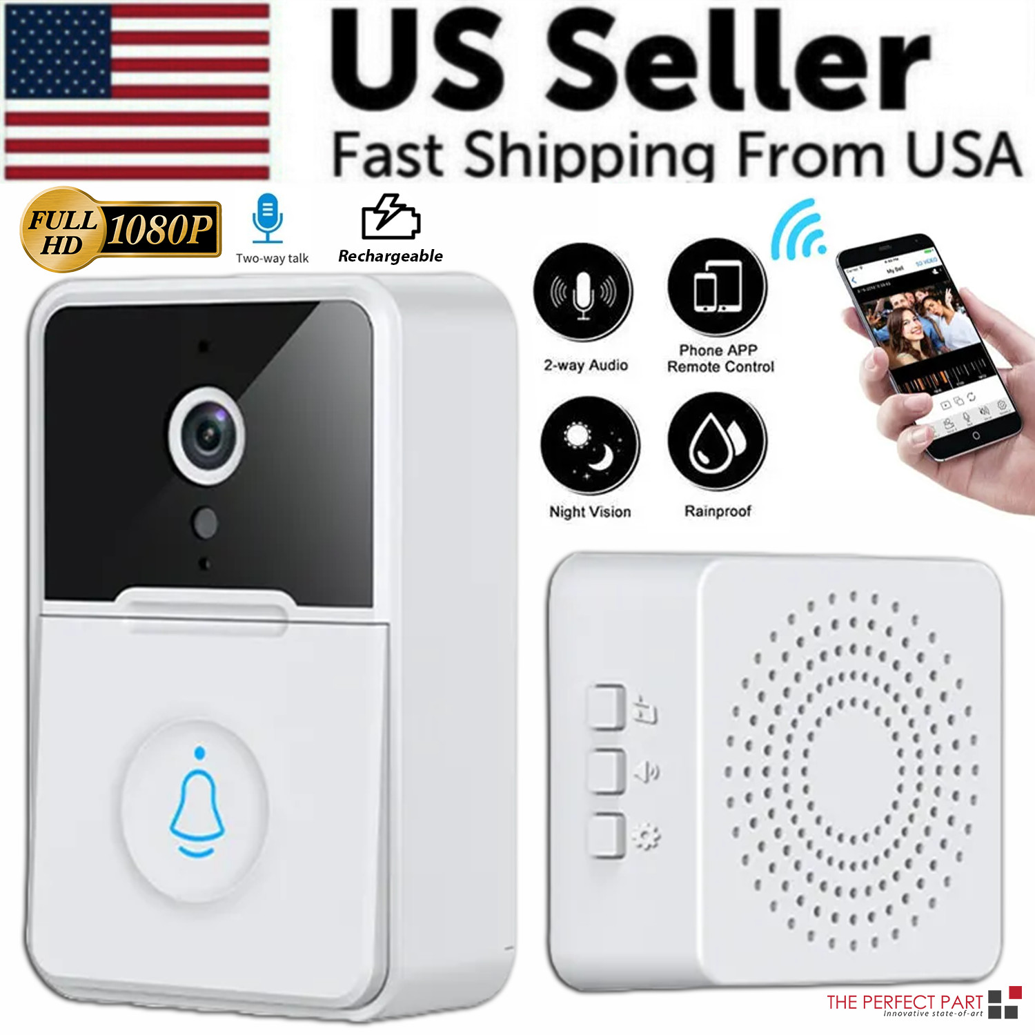 Wireless Security Smart WiFi Doorbell Intercom Video Camera Door Ring Bell Chime gallery