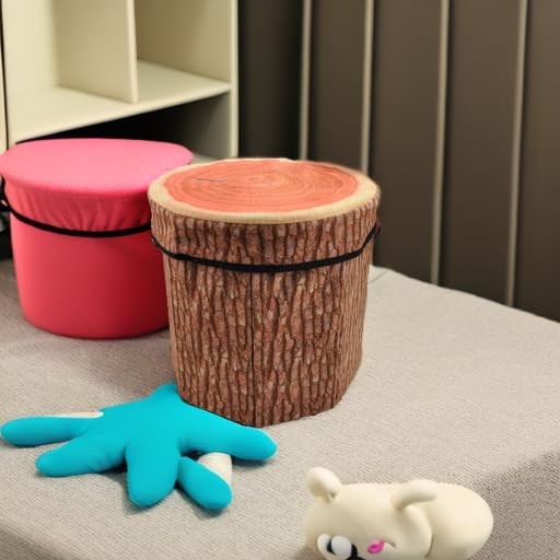 Fruit Storage Stool Ottomantree Stump Stool Cute Folding Storage Toy Box Collaps gallery